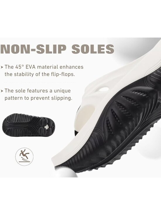 Men\'s Black White Orthopaedic Foot bed Flip Flops Fabric Toe Post Beach Sandals main image 4